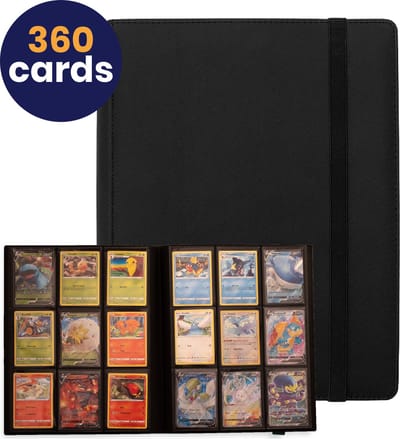 Pokéjol - Binder - Verzamelmap - map - 9 Pocket Pages - Elastische Band - Side Loading - Insteekhoezen - Sleeves - 360 Kaarten - Zwart