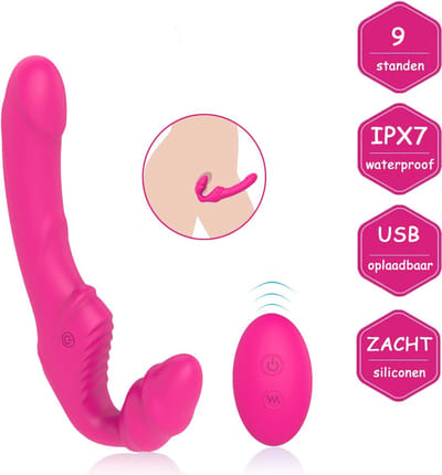 Lusty® Strapless Vibrerende Strap-On met Afstandsbediening - 9 Standen - Oplaadbaar - Voorbinddildo - Strapon Vibrator