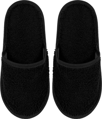 Badslippers Badstof Uni Pure met Zool Zwart Maat 38 - 1 Paar