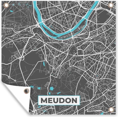 Tuin poster Stadskaart - Meudon - Frankrijk - Kaart - Plattegrond - 200x200 cm - Tuindoek