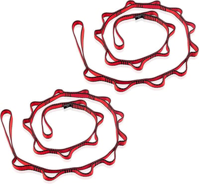 Verlengband Nylon - Oefenband Klimlus - Aerial Yoga Pilates - 23kN Sterke Lus - 180cm 2 Stuks - Rood