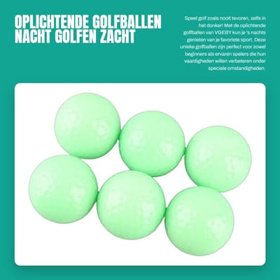 Dailygoods- Golfballen 6 Stuks - Oplichtende Golfballen - Nacht Golfballen - Fluorescerende Oefenballen - Zacht en Duurzaam - Eenvoudig te Heropladen - Lichtgevende Golfballen