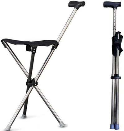 CLGP® Wandelstok met Zitje - Opvouwbaar – Wandel Zitstok Tot 100 kg - Driepoot