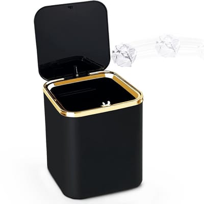 Tafel afvalbak - Mini prullenbak - Bureau organiseren - Met afneembaar deksel - 2 Liter - Zwart
