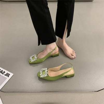 Nieuwe Zomer Mode Elegante Mule Dames Sandalen Strass Platte Ballet Luxe Dames Hoge Hakken Casual Sandalen Dames 39 gray