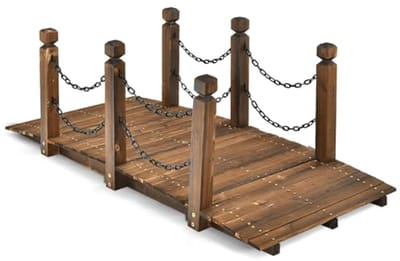 Houten Tuinbrug - Decoratieve Brug - Tuin Aankleden - Met Leuningen - 150 cm Lengte - Bruin
