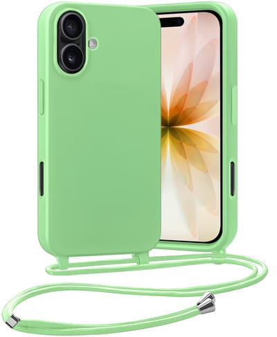 Hoesje Geschikt voor iPhone 17 Hoes Met Telefoonketting - Backcover Geschikt voor iPhone 17 Case Met Koord - Groen