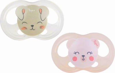 Tigex | Friends | Soft Touch| fopspen | 2 stuks | roze-grijs | 0-6 maanden
