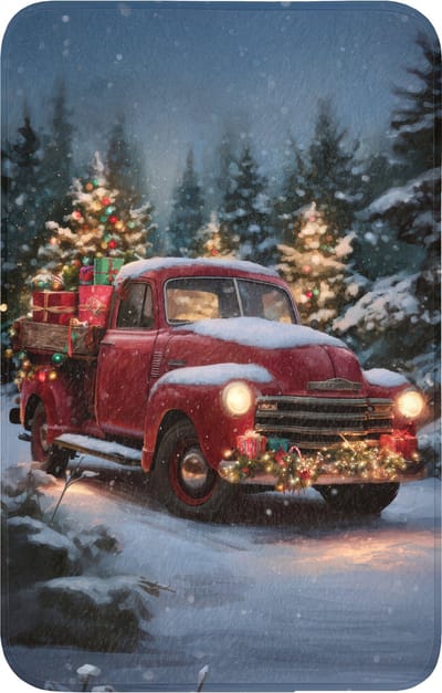 WC mat 50x80 cm - Antislip - Kersttruck - Sneeuwbos - Rood - Toiletmat - Vloermat - Douchemat - Toilet tapijt - Toiletmatten