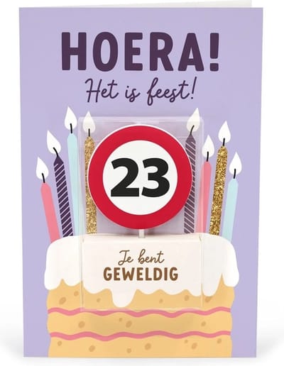 Verjaardagskaart met kaars | 23 jaar | Je bent geweldig