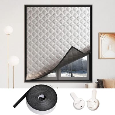 Raamisolatieset - Isolerende Gordijnen - Tocht Buiten Houden - Drielaags Materiaal - 185 x 335 cm - Zilver
