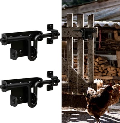 Daity Robuuste zwarte schuifgrendel met hangslotgat - geschikt voor houten schuttingen - schuurpoorten - PVC-schuttingen - enz. Stevige en duurzame verdikte metalen schuifgrendel - verpakking van 2.