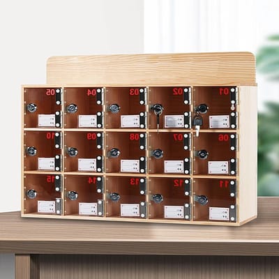 Houten Lockbox - Telefoonkluis - Apparaten Veilig Houden - KeySecure Opslag - 12 Apparaten - Houtkleur
