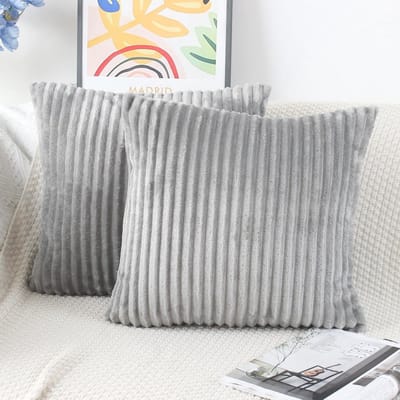 Grijze Corduroy Kussenhoes Set van 2 - Decoratieve Fluweel Kussenslopen voor Woonkamer en Slaapkamer - 50x50 cm