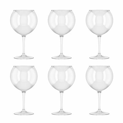 GeJe Cocktailglas - Gin Tonic Glas - Set van 6 kunststof Gin Tonic glazen - 63cl - Onbreekbaar- BPA-vrij Tritan