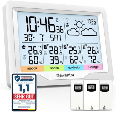 Draadloos Weerstation met 3 Buitensensoren, Thermometer en Hygrometer