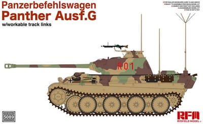 Rye Field Model Modelbouwpakket Militaire voertuigen - 5089 Panzerbefehlswagen Panther Ausf.G met Werkbare Tracklinks Plastic - 1:35 - Modelbouw