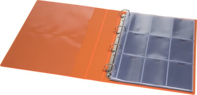 Verzamelmap Deluxe voor speelkaarten en tradingcards - 10 Insteekhoezen - Duimgreep - Oranje - 180 kaartjes - Map - Binder - Plamo - Plastic Modern