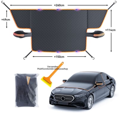Autohoes -Voorruitafdekking-Anti-Vries deken Auto-XXL Auto voorruithoes - Voorruitbescherming - opvouwbare hoes met achteruitkijkspiegelhoes-Geschikt voor universele Auto-bescherming tegen vorst, sneeuw, ijs, UV, regen en zon autohoes-zwart