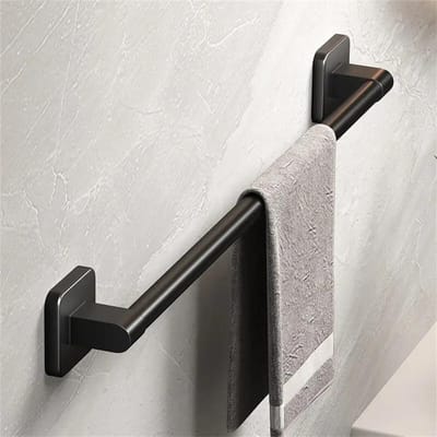 Porte-serviettes, salle de bain, support de rangement mural non perforé, serviette de bain, WC monobloc, support de rangement de salle de bain noir