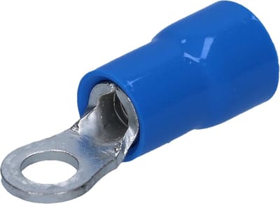 10 stuks Kalitec RKSBM3.5 ringkabelschoen 1,5-2,5mm² I gedeeltelijk geïsoleerd M3,5 blauw I PVC kraag I voor het verbinden van kabels of strengen I kabelschoen I kabelconnector I beschermt elektrische verbindingen