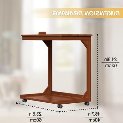 C-vormige bijzettafel - Banktafel laptoptafel - Werken en lezen - 45° kantelbaar bureaublad - 40x40x63 cm - Walnoot