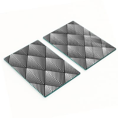 Set van twee glazen snijplanken met geometrische vormen, 2x40x52 cm