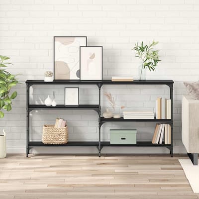 vidaXL - Wandtafel - Zwart - Eiken - 150 - x - 29 - x - 76,5 - cm - Bewerkt - hout