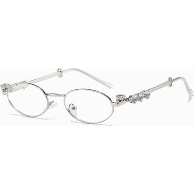 Premium Diamant Metaal Bril Ovaal Vormig Montuur Zonnebril voor Voor Vrouwen Klein Vormig Montuur Zonlicht Bril UV400 Retro Bril