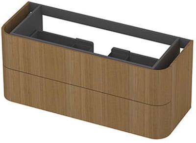 INK - Afgeronde Onderkast Fineer 2 Laden Softclose Tbv Grepen - 1200x450x520 Mm - Light Veneer