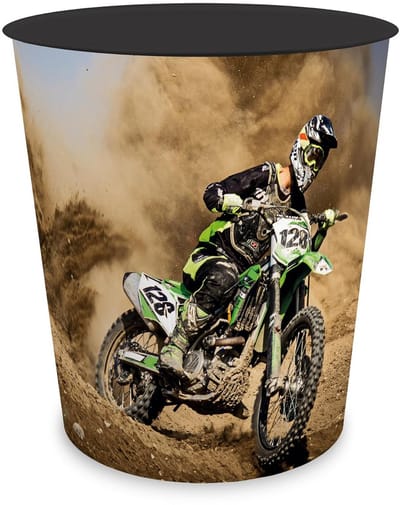 Ronde Prullenbak Kinderen 11 Liter Kunststof met Motocross Print