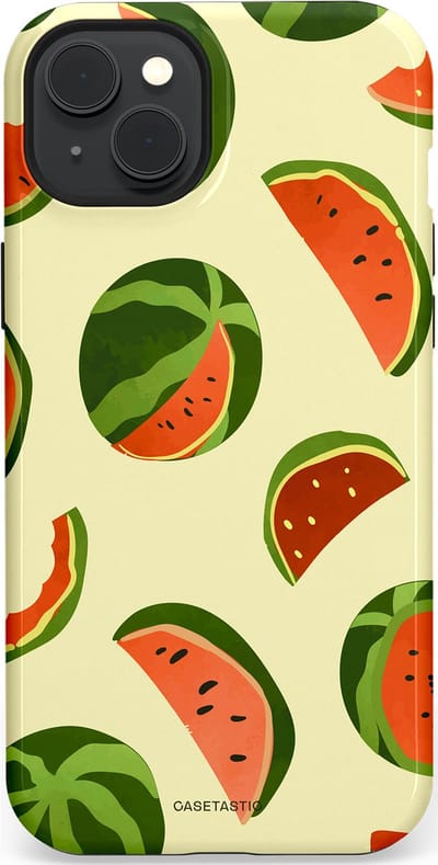 Casetastic Hoesje Geschikt voor Apple iPhone 15 Plus Magsafe - Stijlvolle Beschermende Duo-layer Case - Watermeloen Festijn