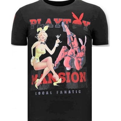 Luxe Heren T shirt - The Playtoy Mansion - Zwart