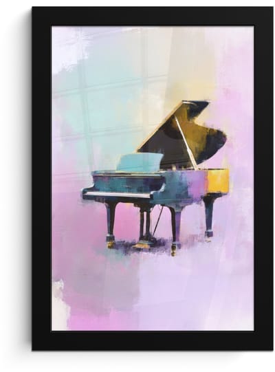Poster in lijst - Fotolijst 20x30 cm - Posters - Piano - Pastel - Elegant - Dromerig - Posterlijst zwart - Decoratie - Wanddecoratie woonkamer - Muurdecoratie slaapkamer