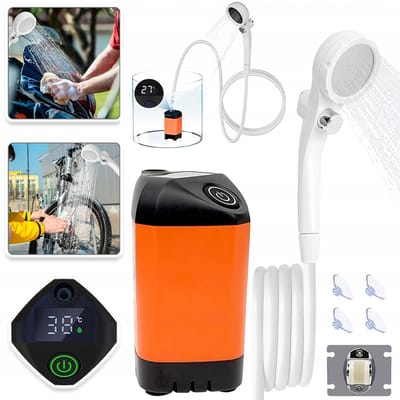 Draagbare Douche Voor Kamperen Met 4800mah Oplaadbare Batterij - Campingdouche Met Intelligent Led-Display - 3 Sproeistanden - IPX7 Waterdichte Buitendouchepomp Voor Wandelen, Reizen, Auto En Huisdieren