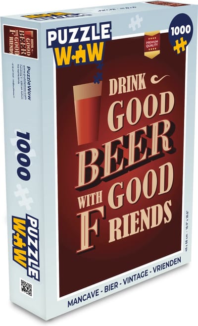 Puzzel Mancave - Bier - Vintage - Vrienden - Legpuzzel - Puzzel 1000 stukjes volwassenen