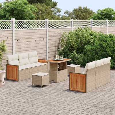 vidaXL - Tuinbank - Set - 11 - st - 8-Aantal - zitplaatsen - Beige - en - Crème