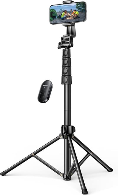 Verstelbaar Smartphone Statief met Bluetooth-Afstandsbediening - Draagbare Telefoonhouder voor Handsfree Fotografie - Universeel Statief voor iOS en Android Smartphones - 170cm