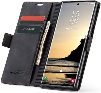 Hoesje geschikt voor Samsung Galaxy S25 Ultra - Book Case Leer Slimline Zwart