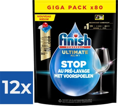 Finish Ultimate All in One Regular Vaatwastabletten - 80 Capsules - Voordeelverpakking 12 stuks