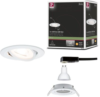 LED-inbouwlamp 3-Step-Dim Nova zwenkbaar rond 84 mm 50° GU10 6,5W 460lm 230V dimbaar 2700K Wit mat