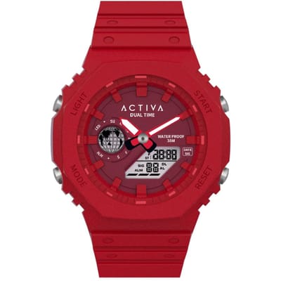 Activa X Invicta DIGITAL ESSENTIALS ACW423-011 Heren Horloge - Quartz Uurwerk - Plastic met rode Wijzerplaat - 45mm