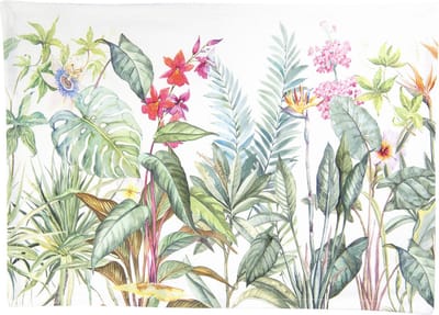 Clayre & Eef Placemats Set van 6 48x33 cm Wit Groen Katoen Jungle Botanics