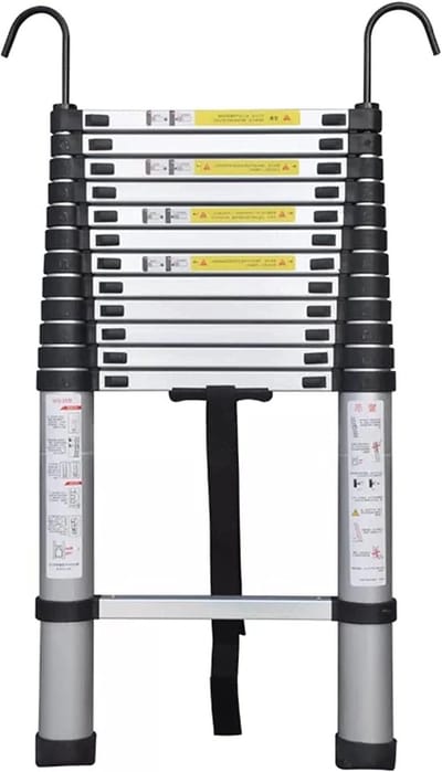 Telescopische Ladder - Uitschuifbare Trap - Huishoudelijk Werk - Stevige Aluminium Constructie - 3.9 Meter - Zilver