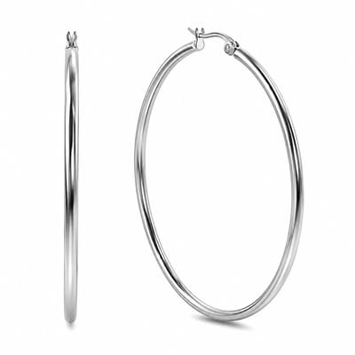 Juwelier Zwartevalk - Stainless steel gladde oorbellen - 32.003-W/55 mm