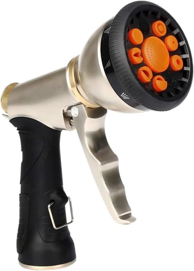 Tuinslang Spuitpistool - Hogedruk Sproeier - Planten Water Geven - 9 Spuitstanden - 20 cm - Metaal