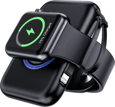 Geschikt voor Watch Oplader Draagbare draadloze 5000 Mah Powerbank iWatch Series 9 / 8, Series 10 / 11, 7,6,5,4,3,2,1,SE, Geschikt voor iPhone 17 / 17 Pro / 16 / 16 Pro / 15 Pro / 15 Pro max / 14 Zwart