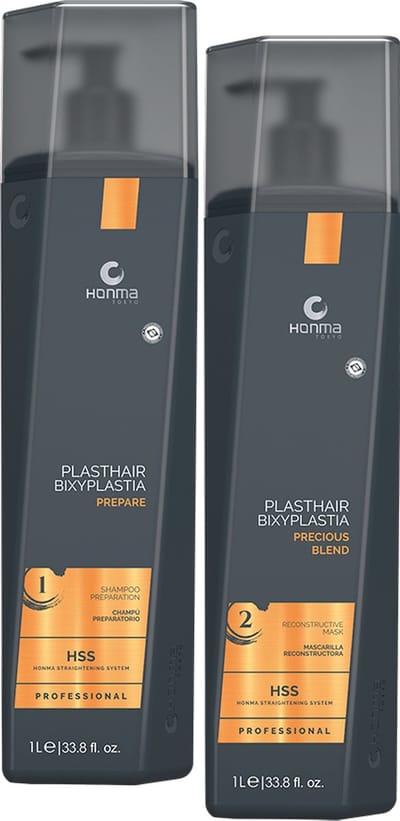 Honma Tokyo - Keratine Behandeling - Voor fijn en geblondeerd haar te stylen - PlastHair - Precious Blend - Stap 1 & Stap 2 - 1000ml
