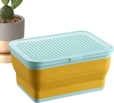 Speelgoedopberger Opvouwbaar - Opbergkist Kinderen - Speelgoed Organiseren - Met Deksel - 22x17x6 cm - Geel