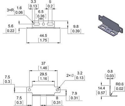 Bracket Pair for Sharp GP2Y0A02, GP2Y0A21, and GP2Y0A41 Pololu 2678